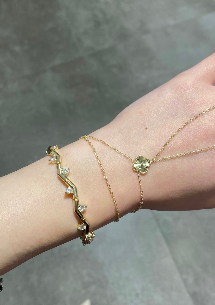 Missbeqa 14K Zigzag Taşlı Bileklik